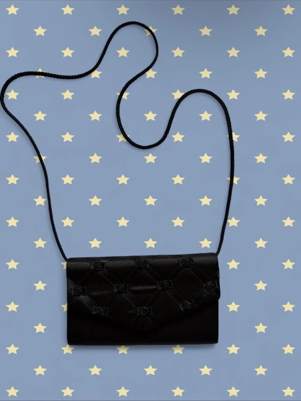 Vintage Black Rose Crossbody Clutch